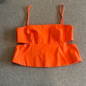 Zara orange medium cut out top with spaghetti straps